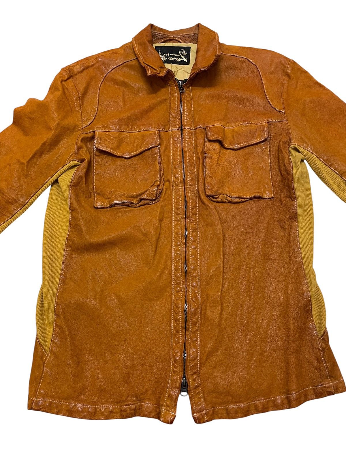 Japanese Brand Kyoji Maruyama Cowhide Leather Mesh Hybrid Jacket Size US M / EU 48-50 / 2 - 6 Thumbnail