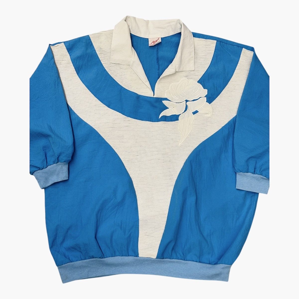 Vintage Vintage 80s Blue & White Rose Sweatshirt Women One Size Size ONE SIZE - 2 Thumbnail