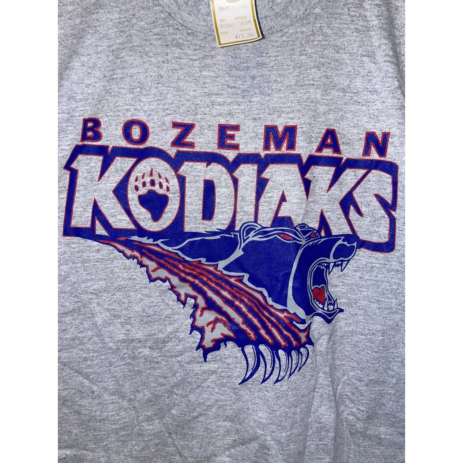 Jerzees Vintage Bozeman Kodiaks Shirt Graphic Gray Tee VTG 90s M Size US M / EU 48-50 / 2 - 2 Thumbnail