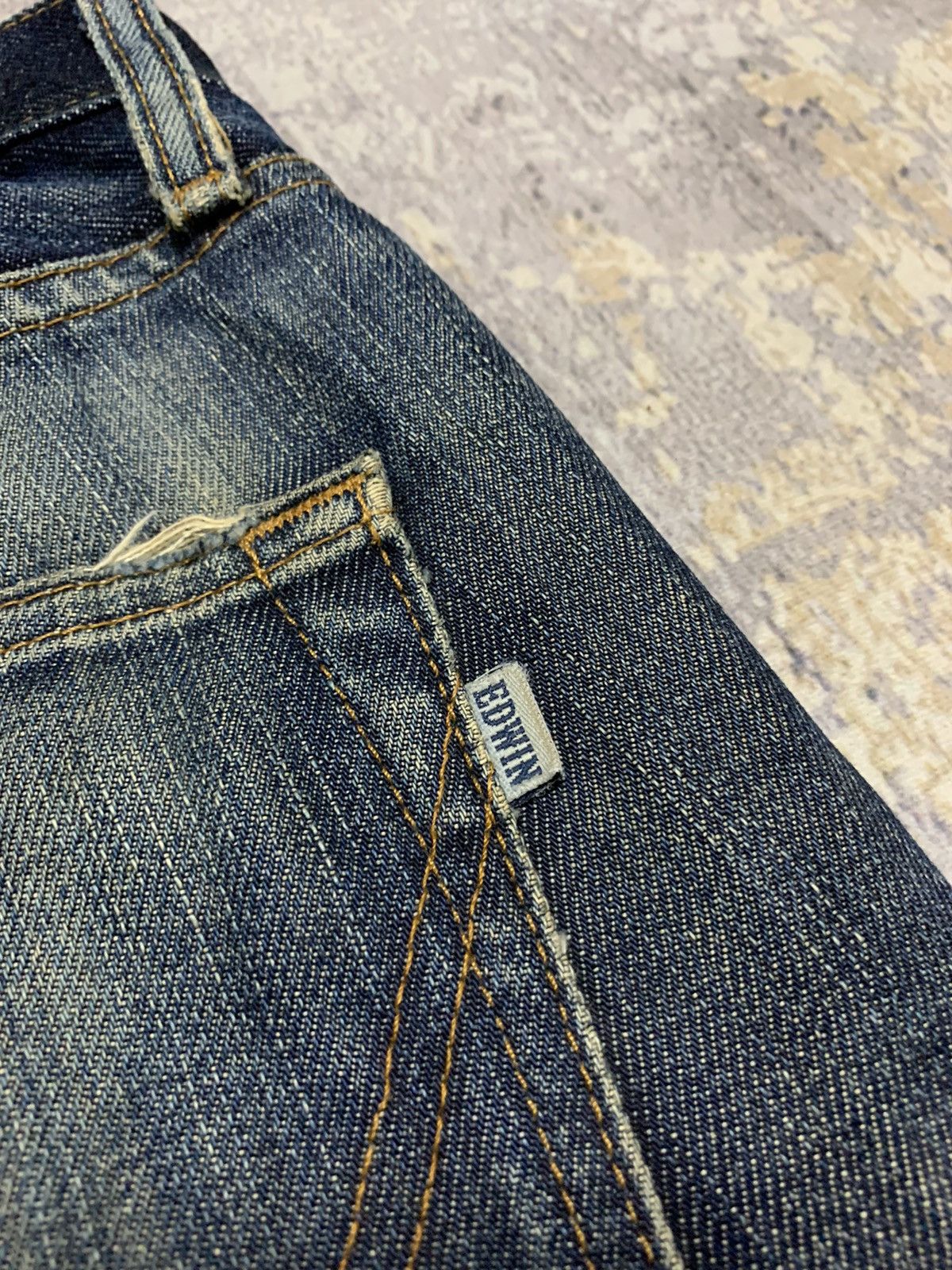 Japanese Brand Edwin 505 Distressed Mud Wash Denim Jeans Size US 37 - 16 Thumbnail