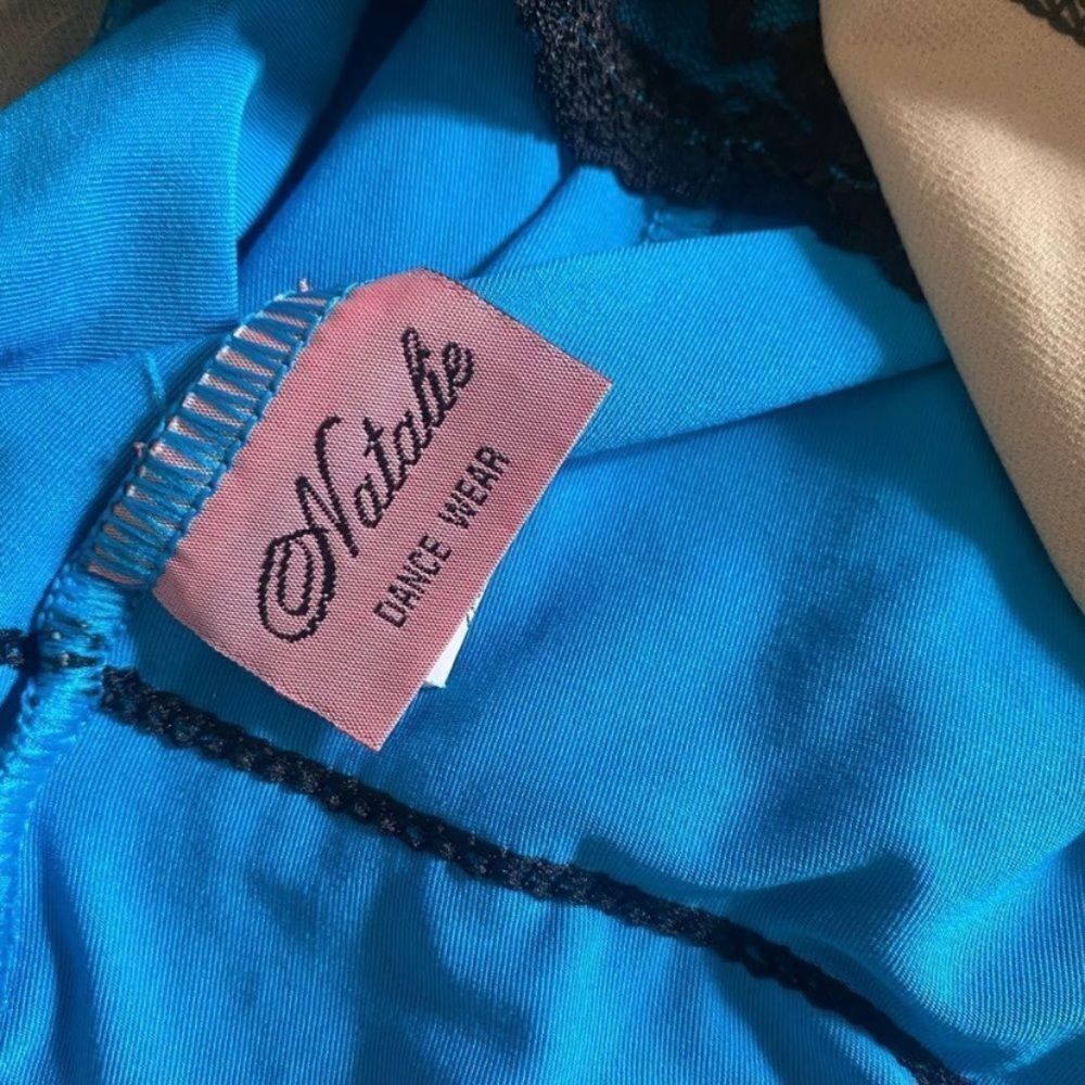 Other Natalie Dancewear Blue Bodysuit with Black Sequin Lace Detai Size S / US 4 / IT 40 - 3 Thumbnail
