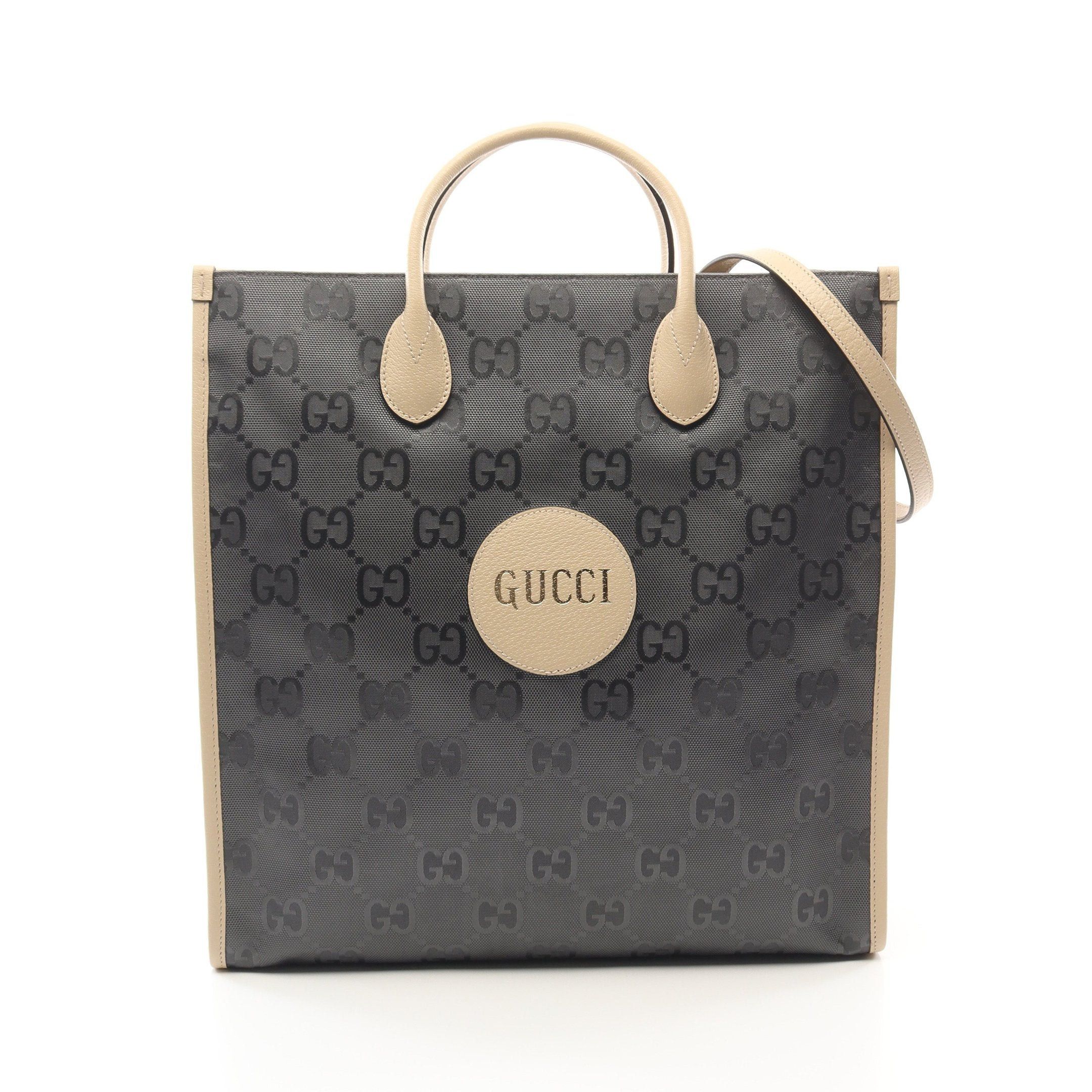 Gucci Gucci Off The Grid Gg Pattern Shoulder Bag Tote Nylon Leather Gray Light Beige Size ONE SIZE - 1 Thumbnail