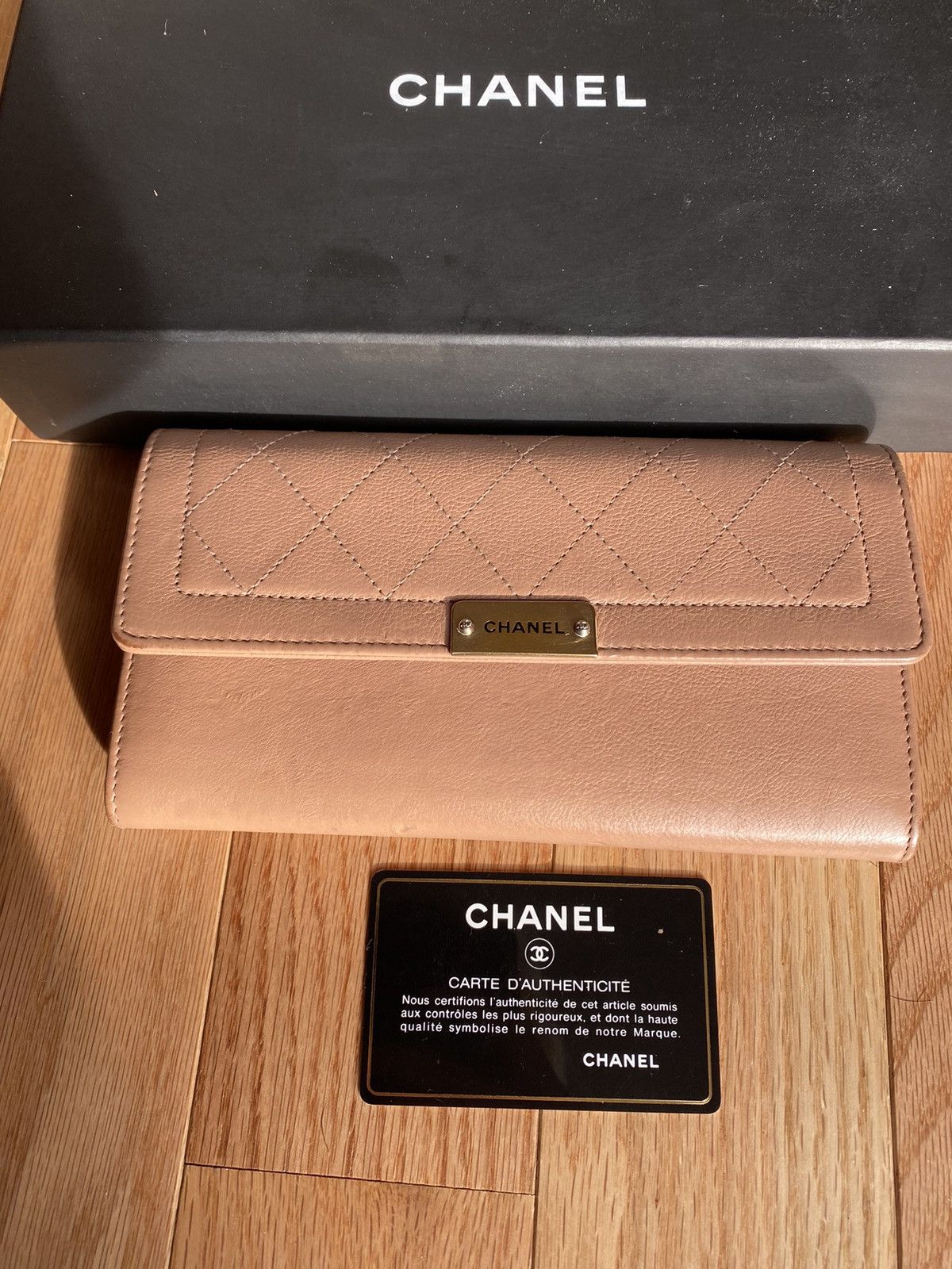 image of Chanel Long Wallet in Beige, Women's