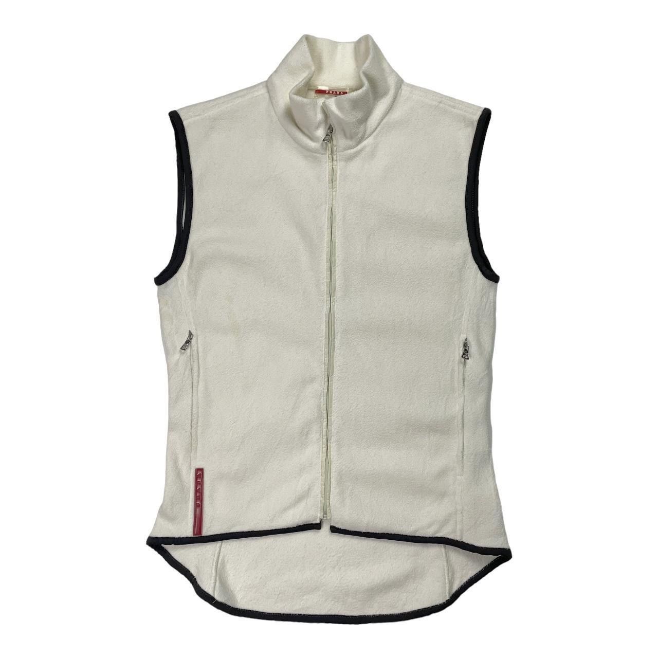 image of Vintage Prada Sport Fleece Vest Gilet In White, Men's (Size XS)