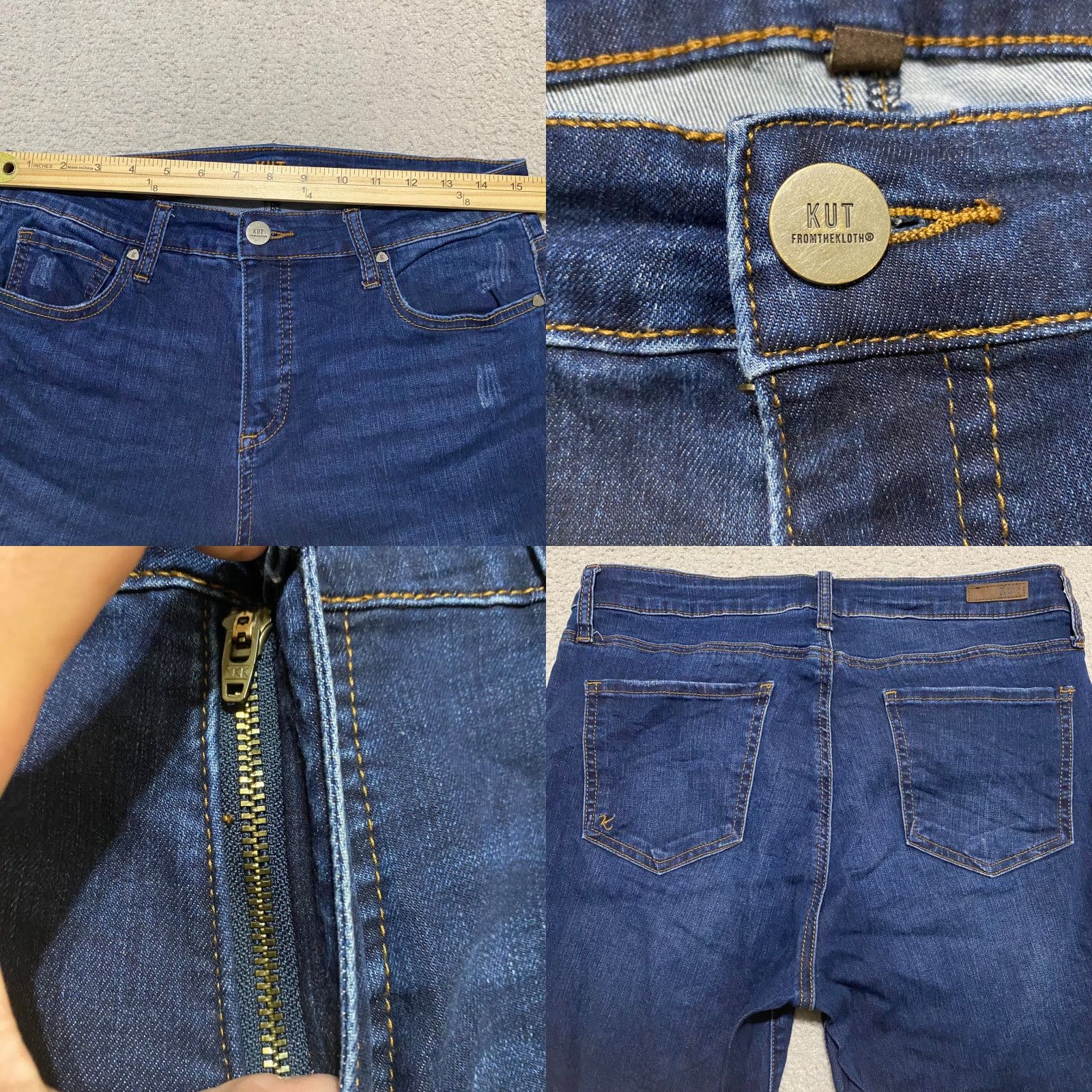 Vintage KUT from the Kloth Jeans Womens 8 Blue Denim Dark Wash Skinny High Rise Button Zip Size 30" / US 8 / IT 44 - 8 Thumbnail