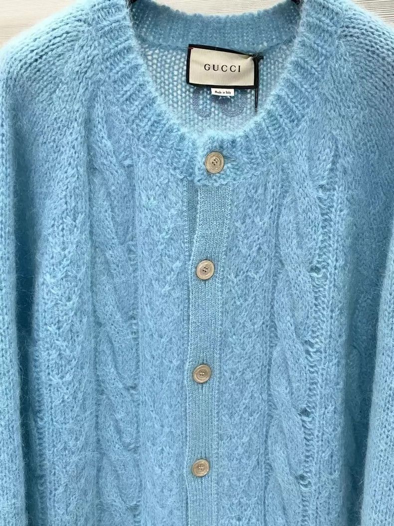 Gucci Gucci Blue horsehair knitted cardigan sweater 2501-Nextarro Size US L / EU 52-54 / 3 - 4 Thumbnail