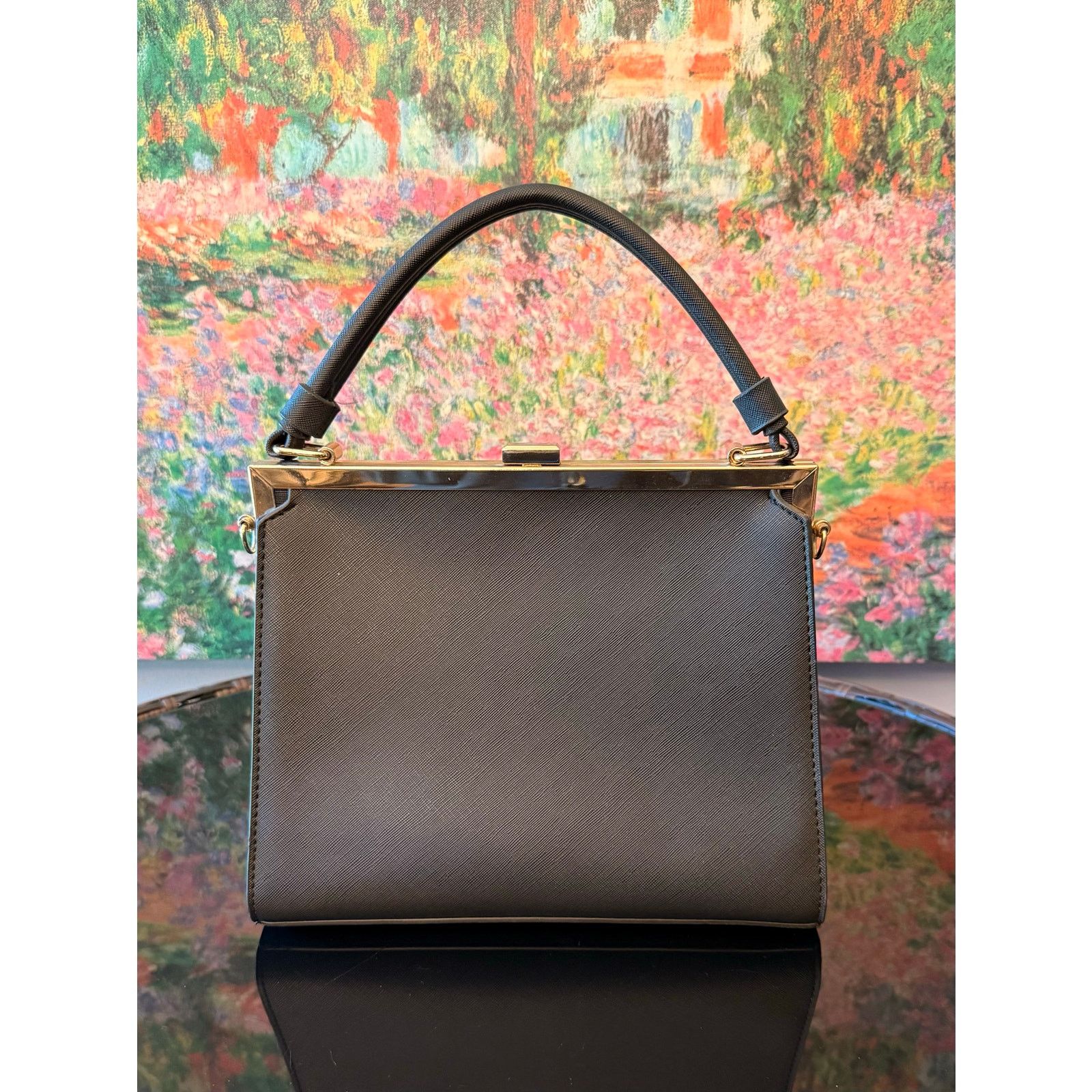 Dune London VGUC Dune London Black Faux Leather/Calf Hair Handbag Size ONE SIZE - 4 Thumbnail
