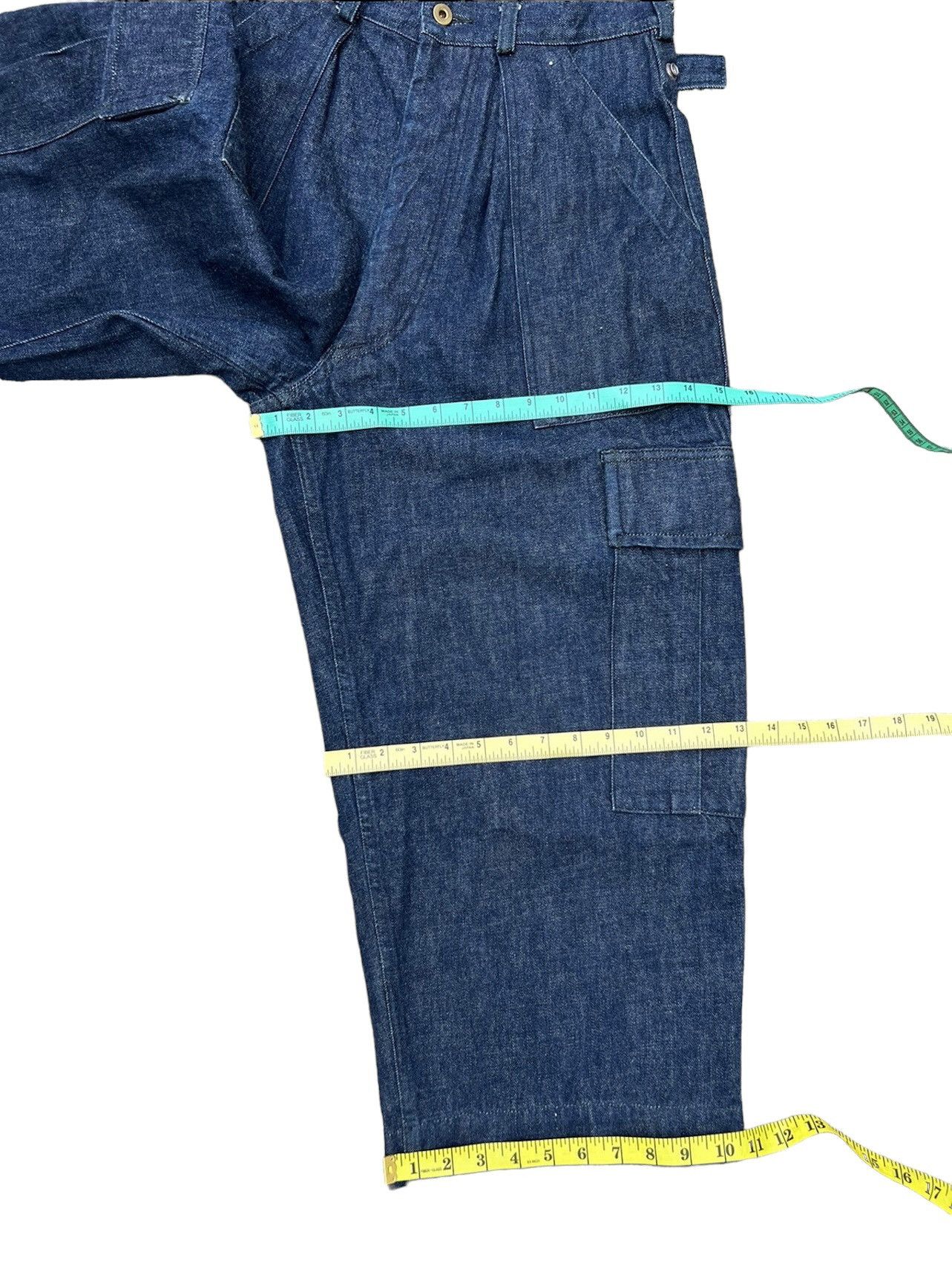 Evisu 90s EVISU EVIS Heavy Thick Baggy Denim Cropped Cargo Pant Size US 31 - 4 Thumbnail
