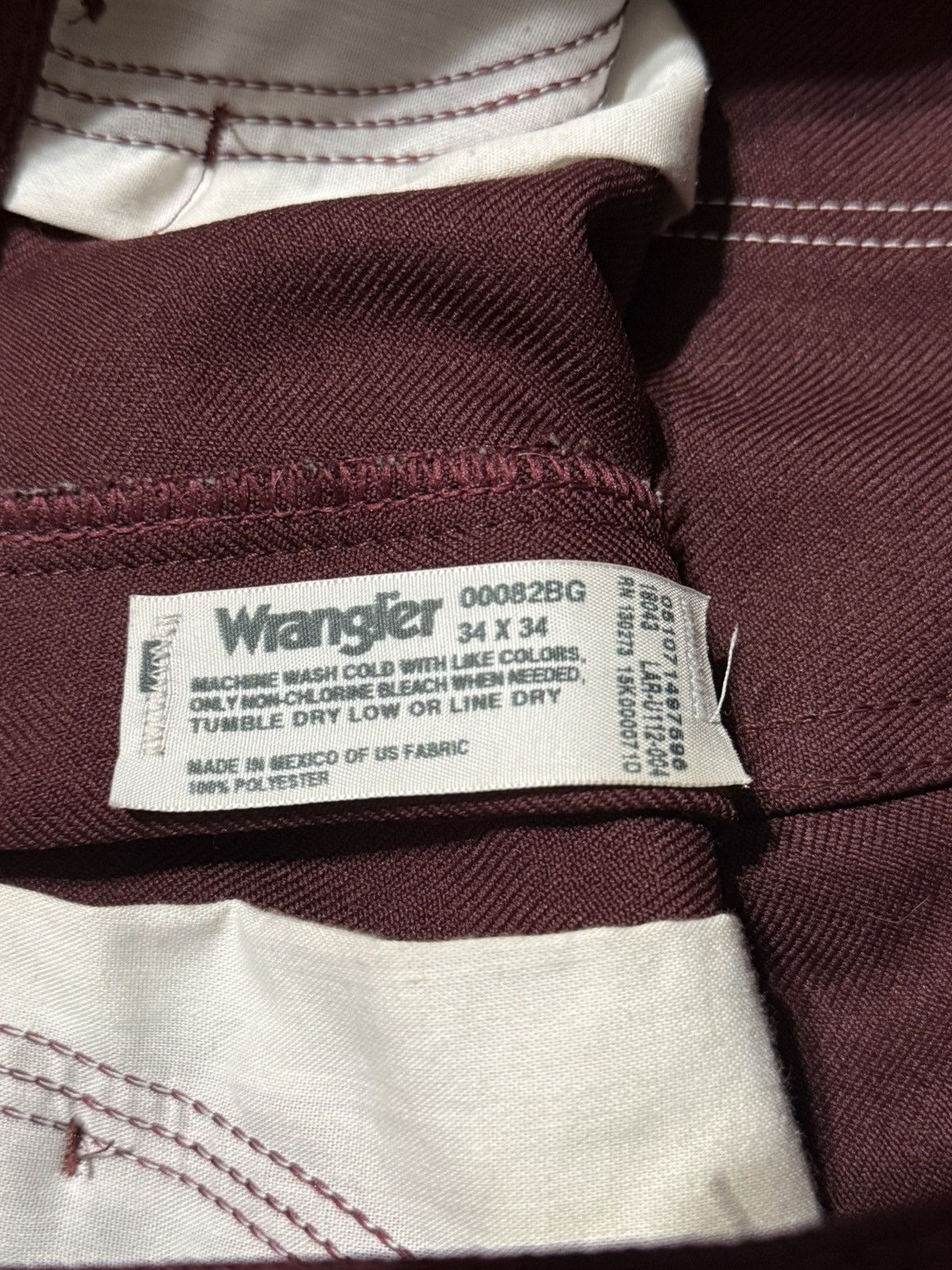 Wrangler Vintage Wrangler Pleated Slacks Burgundy 34x34 Size US 34 / EU 50 - 6 Thumbnail