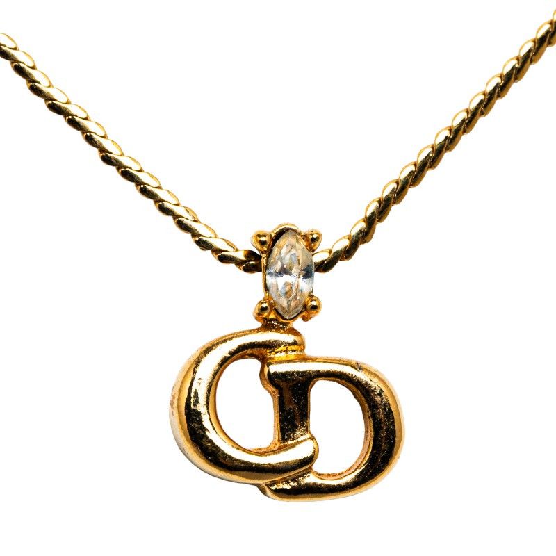 Other Other Dior CD Logo Chain Necklace Gold Plated Rhinestones Metal Necklace in Great Condition Size ONE SIZE - 1 Thumbnail