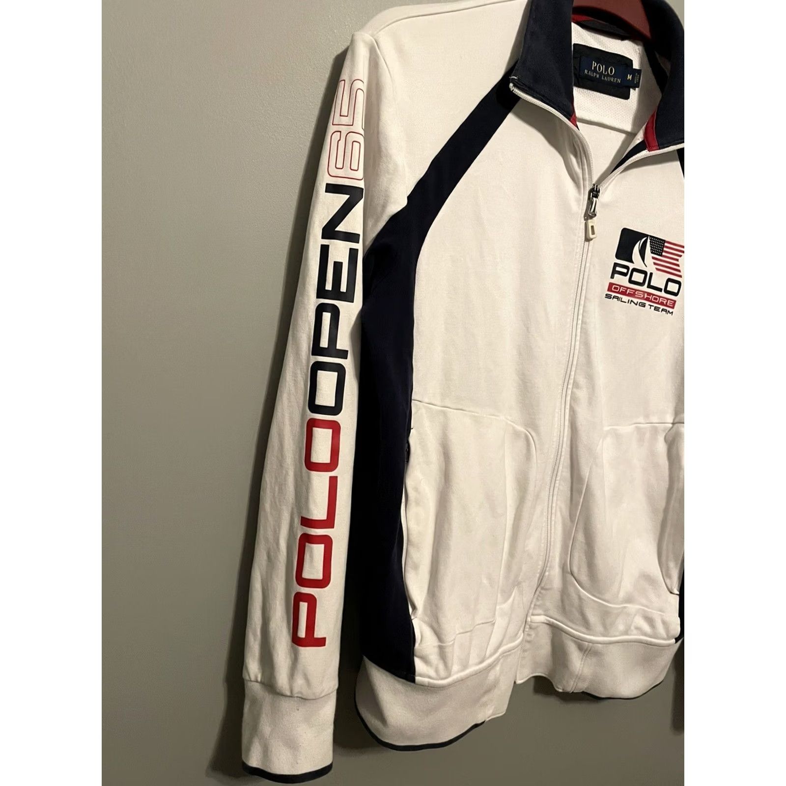 Polo Ralph Lauren Polo Ralph Lauren Sailing USA Jacket Mens M White Zip Full Sweatshirt Size US M / EU 48-50 / 2 - 5 Thumbnail