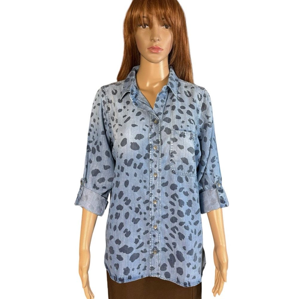 Other New SIDE STITCH Button Front Animal Print Denim Shirt Size Size XS / US 0-2 / IT 36-38 - 2 Thumbnail