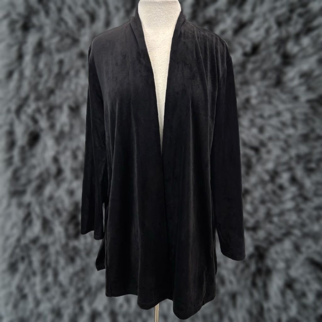 Talbots Talbots Velour Cardigan Jacket Women’s 2X Plus Black Open Front Casual Sweater Size XXL / US 16-18 / IT 52-54 - 1 Thumbnail