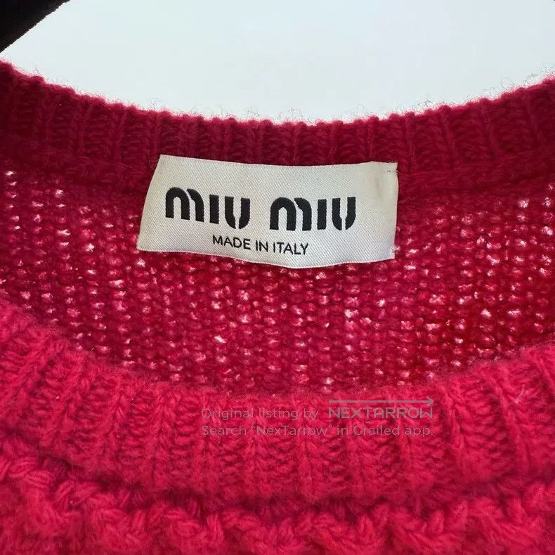 Miu Miu Miu Miu 40 Red short-sleeved knitted wool top Size M / US 6-8 / IT 42-44 - 5 Thumbnail