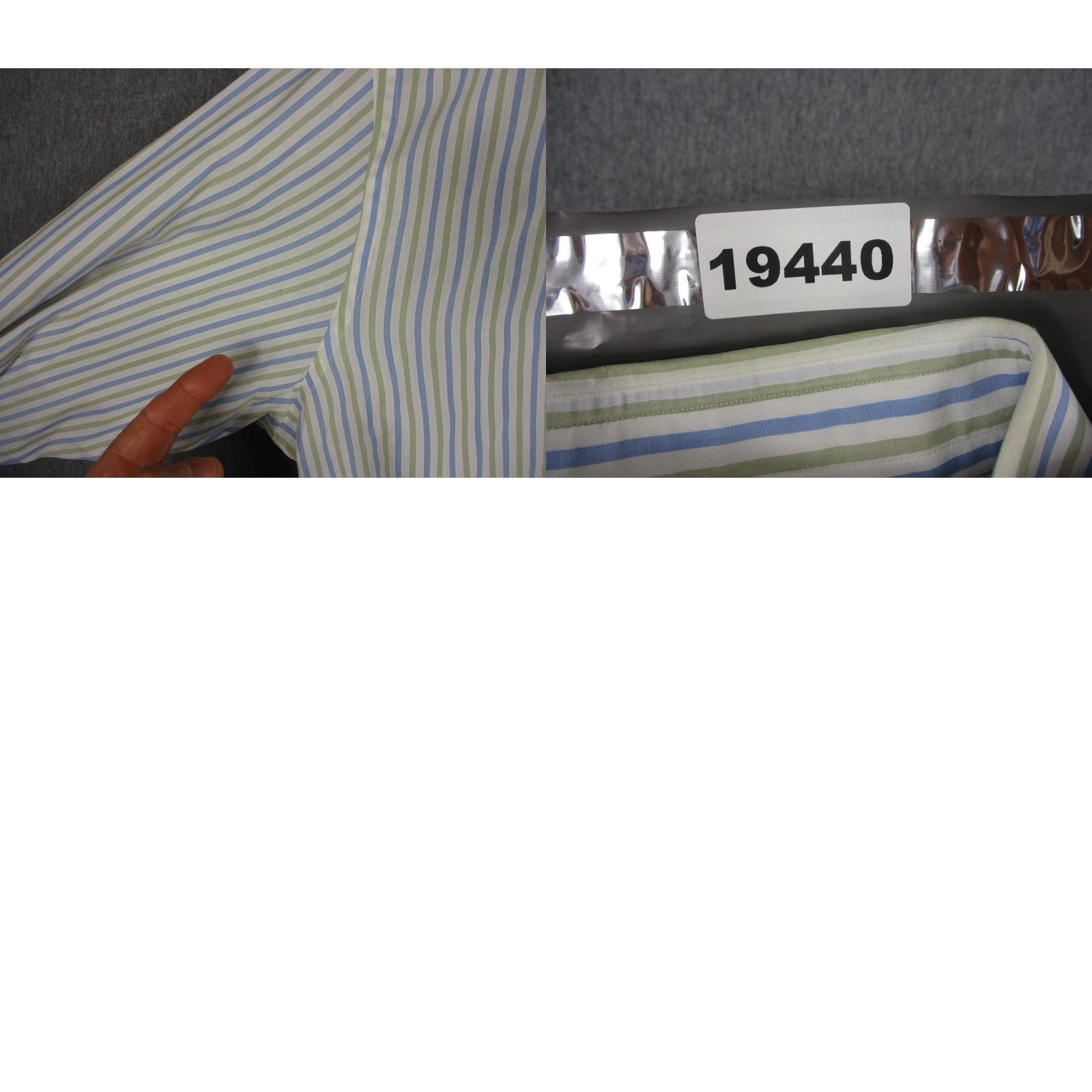 Brioni Brioni Shirt Mens 17 Multicolor Green Blue Stripe Button-Down Dress Long Sleeve Italy Size 46R - 10 Thumbnail
