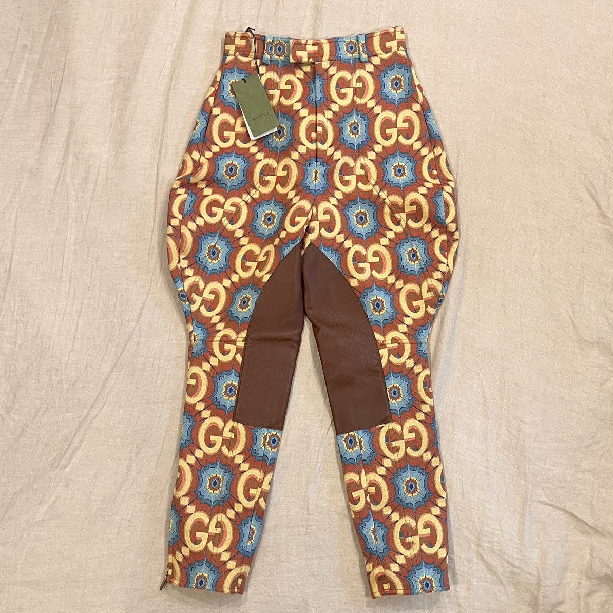 Gucci $2950 Gucci Psychedelic GG Logo With Leather Detail Trousers Size 26" / US 2 / IT 38 - 2 Thumbnail