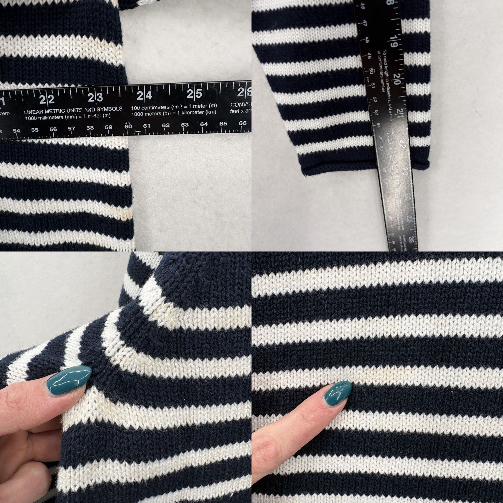 Vintage Norton Studio Sweater Womens Large Blue Stripe Anchor V-Neck Cotton Nautical NWT Size L / US 10 / IT 46 - 8 Thumbnail