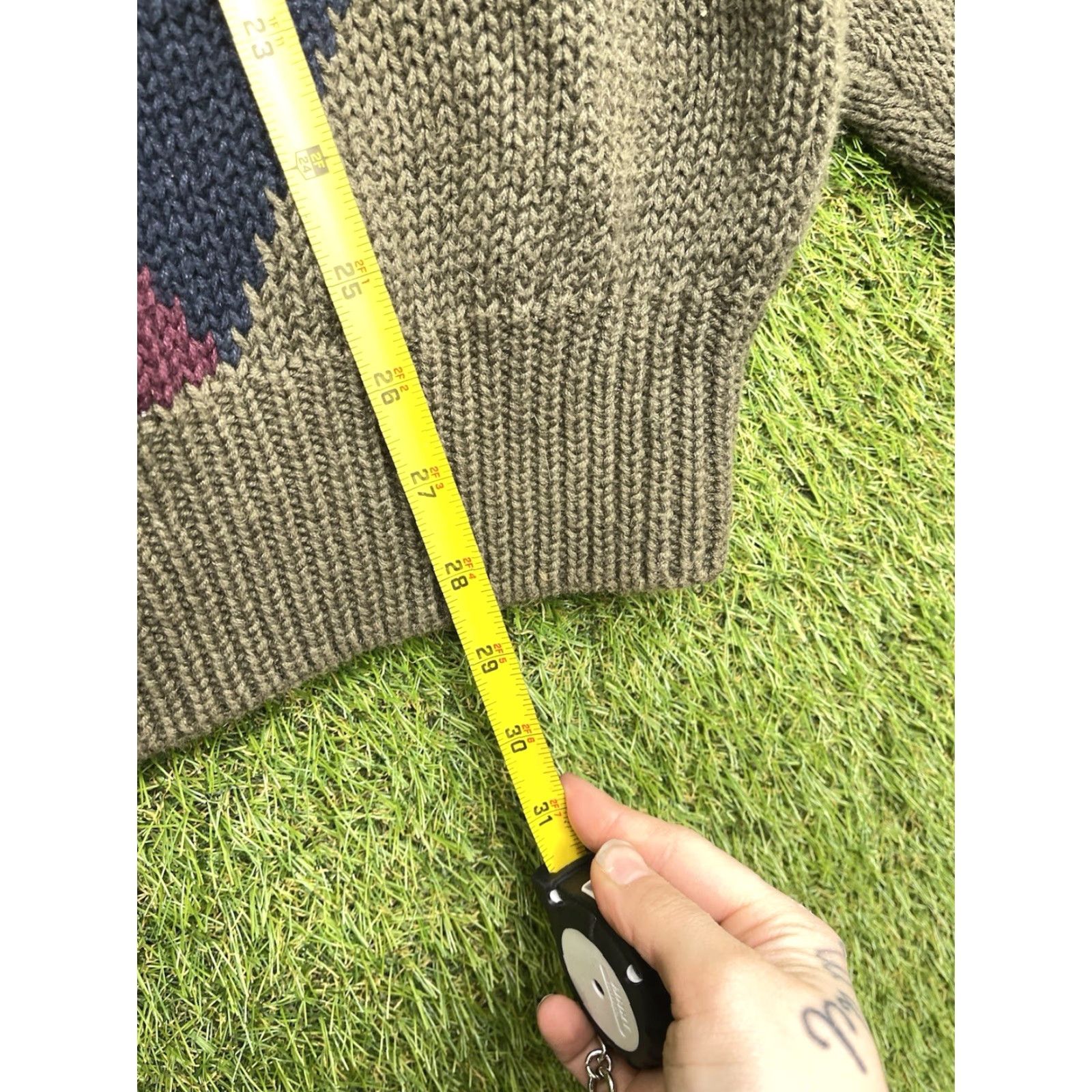 Vintage Vintage New River Cable Knit Sweater Mens Medium Grandpa Dad Argyle Plaid 90s Size US M / EU 48-50 / 2 - 5 Thumbnail
