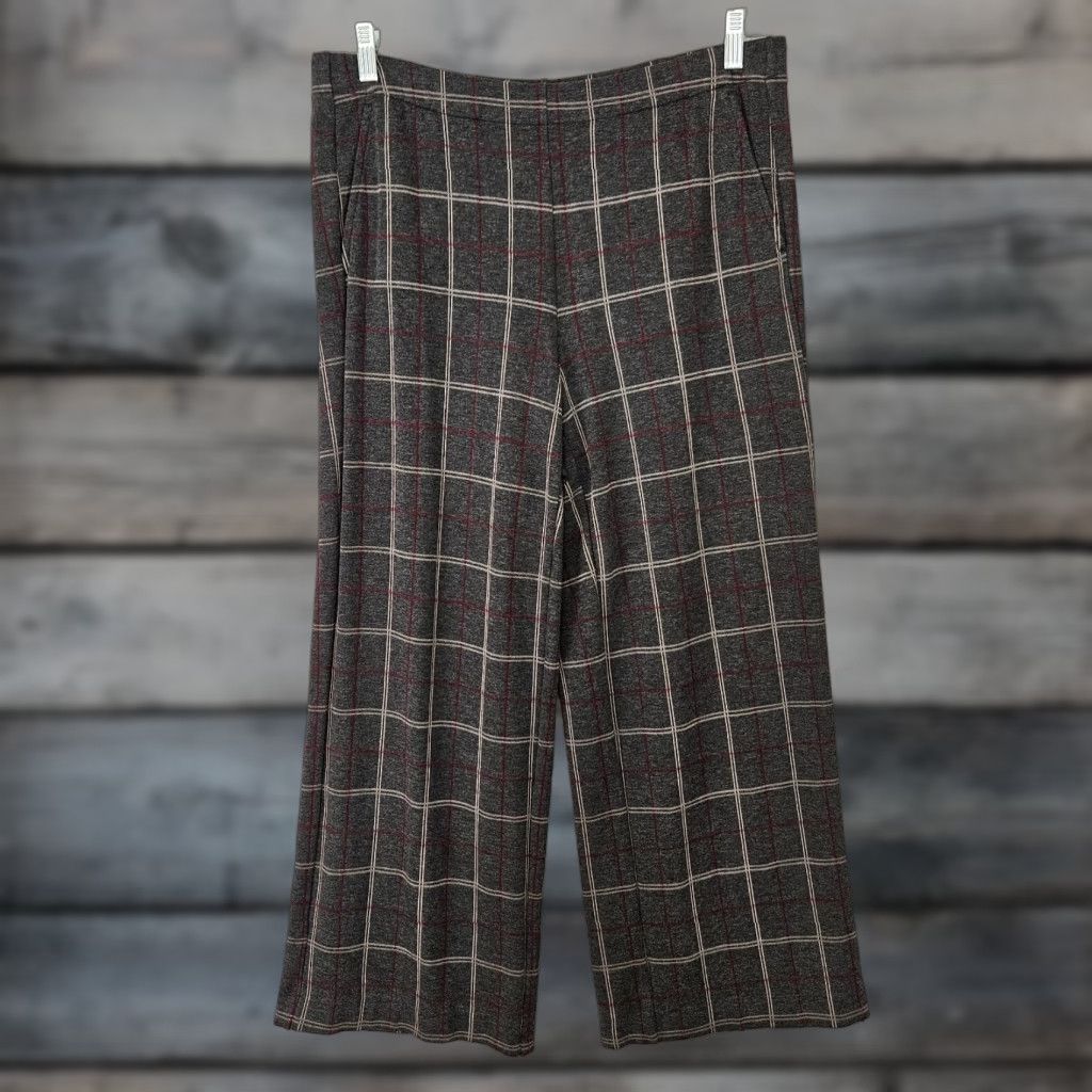 J. Jill J. Jill Womens Ponte Cropped Full Leg Pants Sz M Gray Red Pull On Size 32" / US 10 / IT 46 - 1 Thumbnail