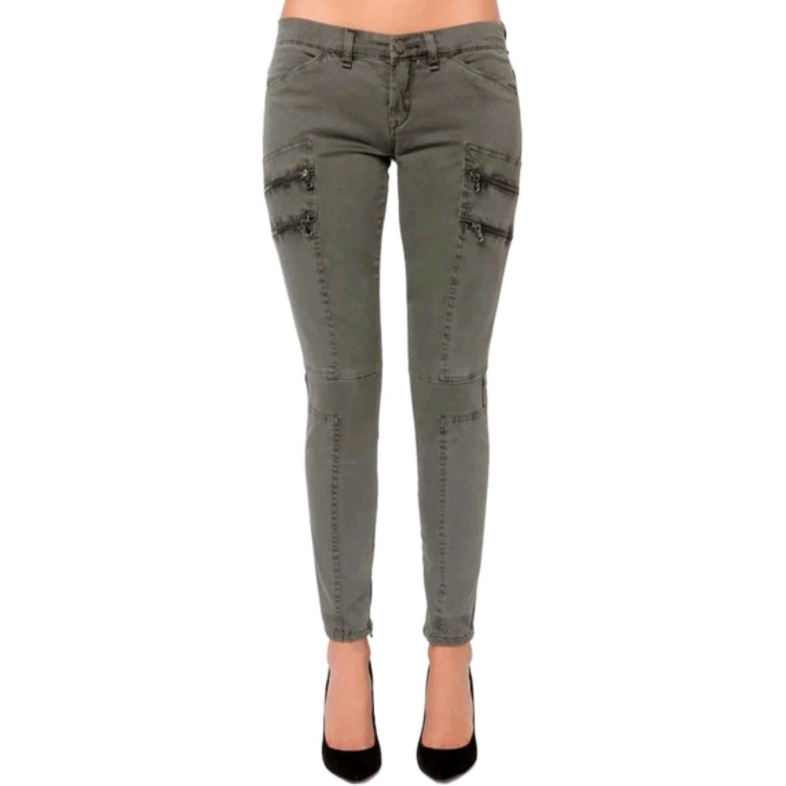 BLANKNYC Blank NYC Cargo Moto Skinny Zip Pockets, Knee Pants Olive 28 Size 28" / US 6 / IT 42 - 4 Thumbnail