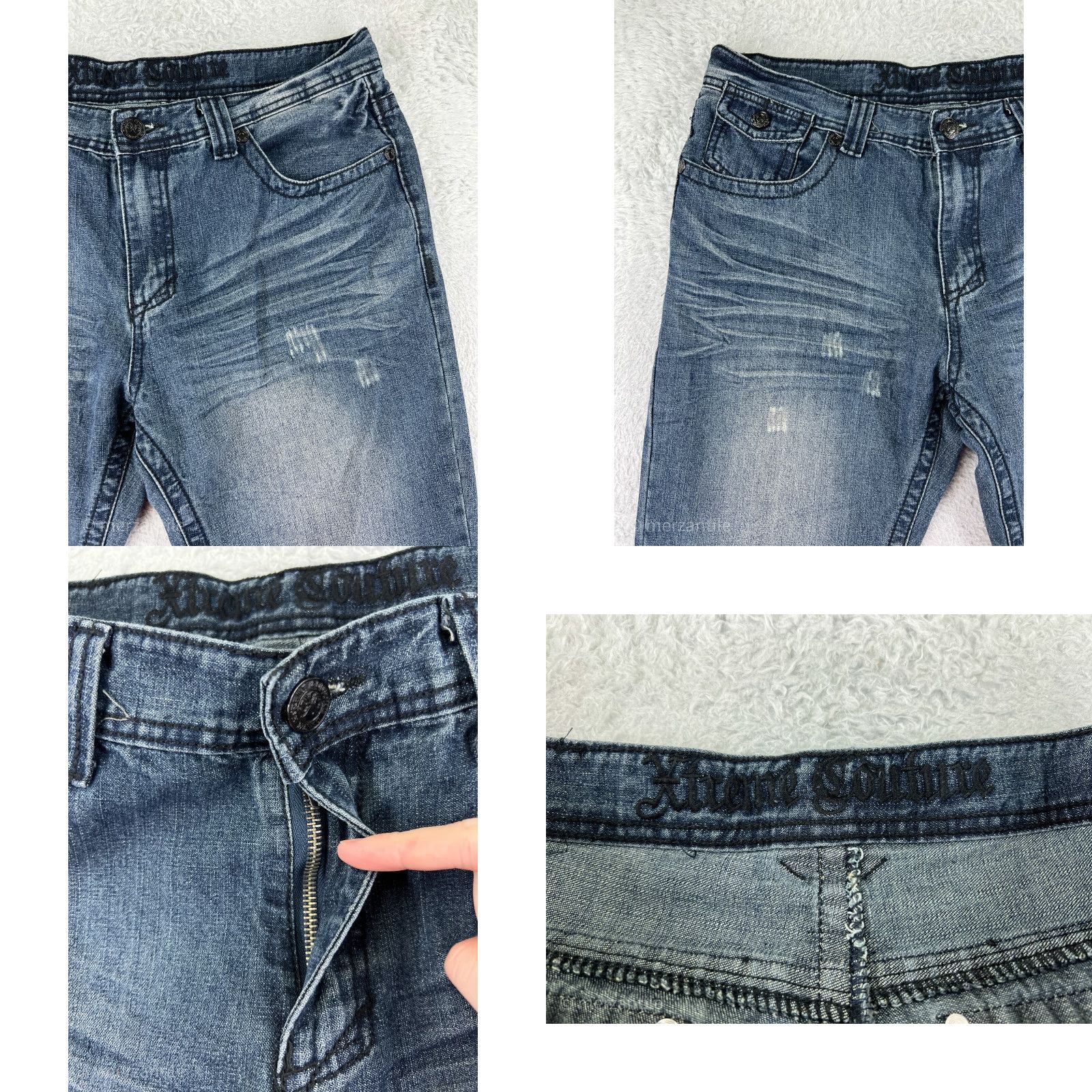 Vintage Xtreme Couture Jeans Womens 36 Blue Denim Bootcut Distressed Embroidered 5-Pocket Regular Inseam 30 Size 25" / US 0 / IT 36 - 8 Thumbnail
