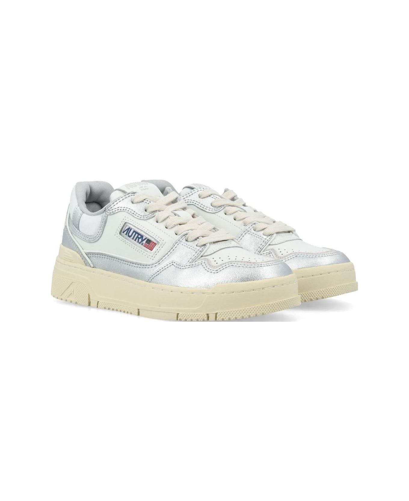 AUTRY o1y0725 Leather Low-Top Sneakers in Silver/White Size US 7 / IT 37 - 3 Thumbnail
