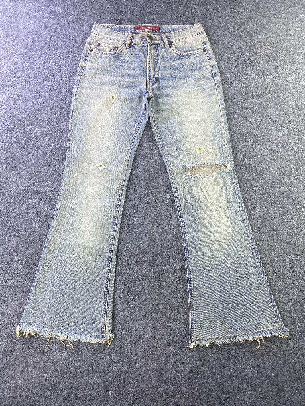 Japanese Brand × Jean G Jon Distressed Blue Wash Flare Denim - J945 Size 30" / US 8 / IT 44 - 2 Thumbnail
