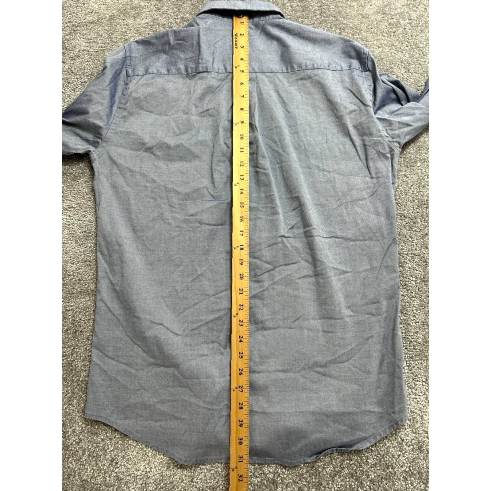 Peter Millar Peter Millar Dress Shirt Mens Medium Gray Cotton Stretch Button-Down Formal Shirt Size 40R - 6 Thumbnail