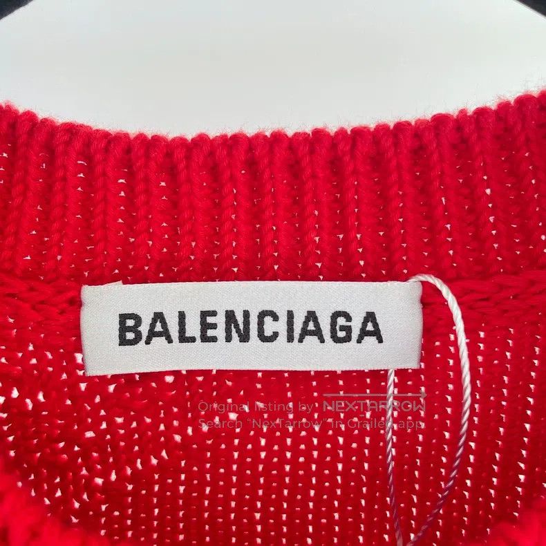 Balenciaga Balenciaga Red Knit Logo Top Size US XS / EU 42 / 0 - 6 Thumbnail