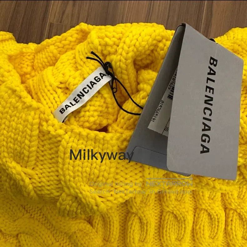 Balenciaga Balenciaga Short Cable Knit Sweater XS Yellow Size XS / US 0-2 / IT 36-38 - 6 Thumbnail