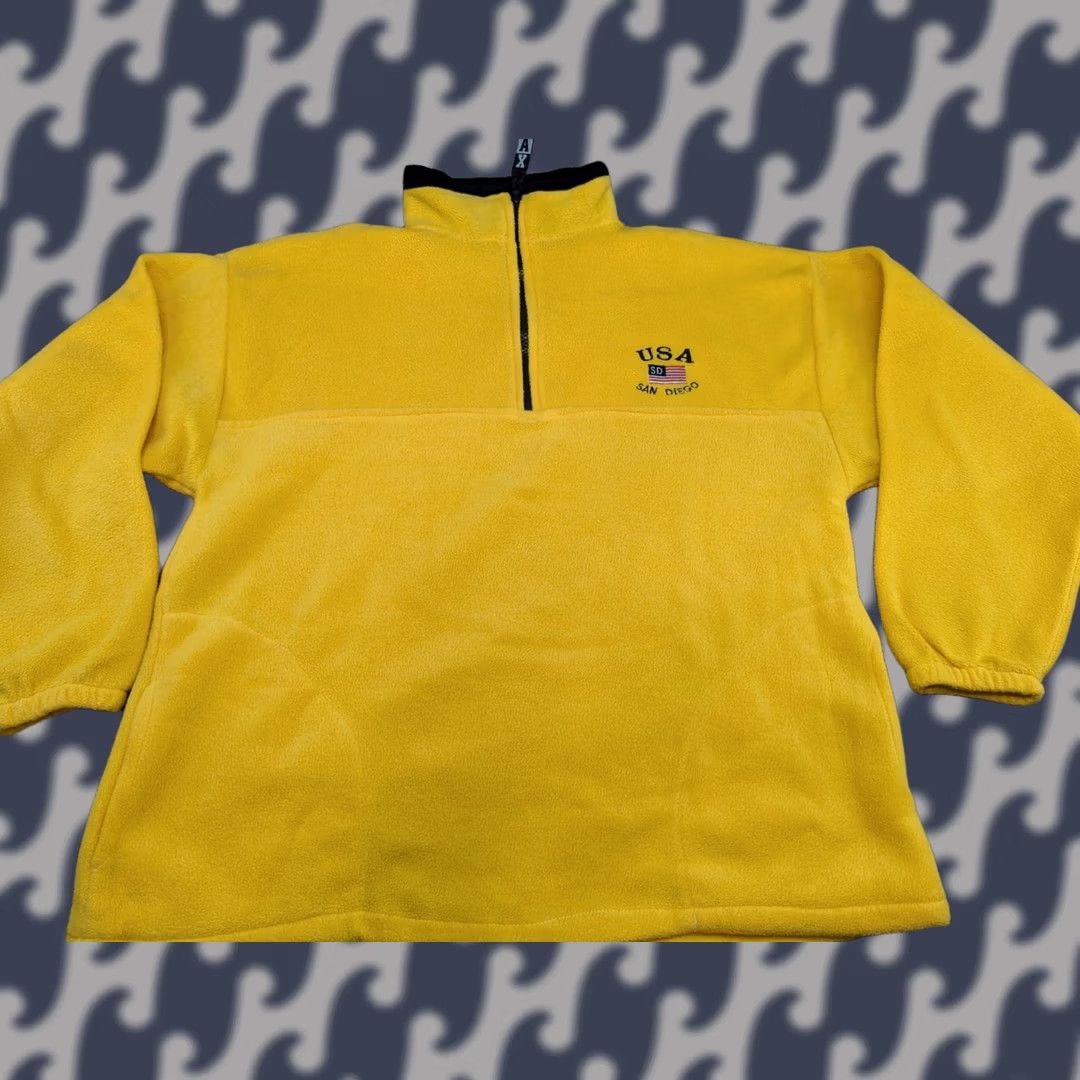 Vintage VINTAGE Ameritex Sweatshirt Mens L Made in USA San Diego Yellow 1/4 Zip Activewear Knit Polyester Size US L / EU 52-54 / 3 - 1 Thumbnail