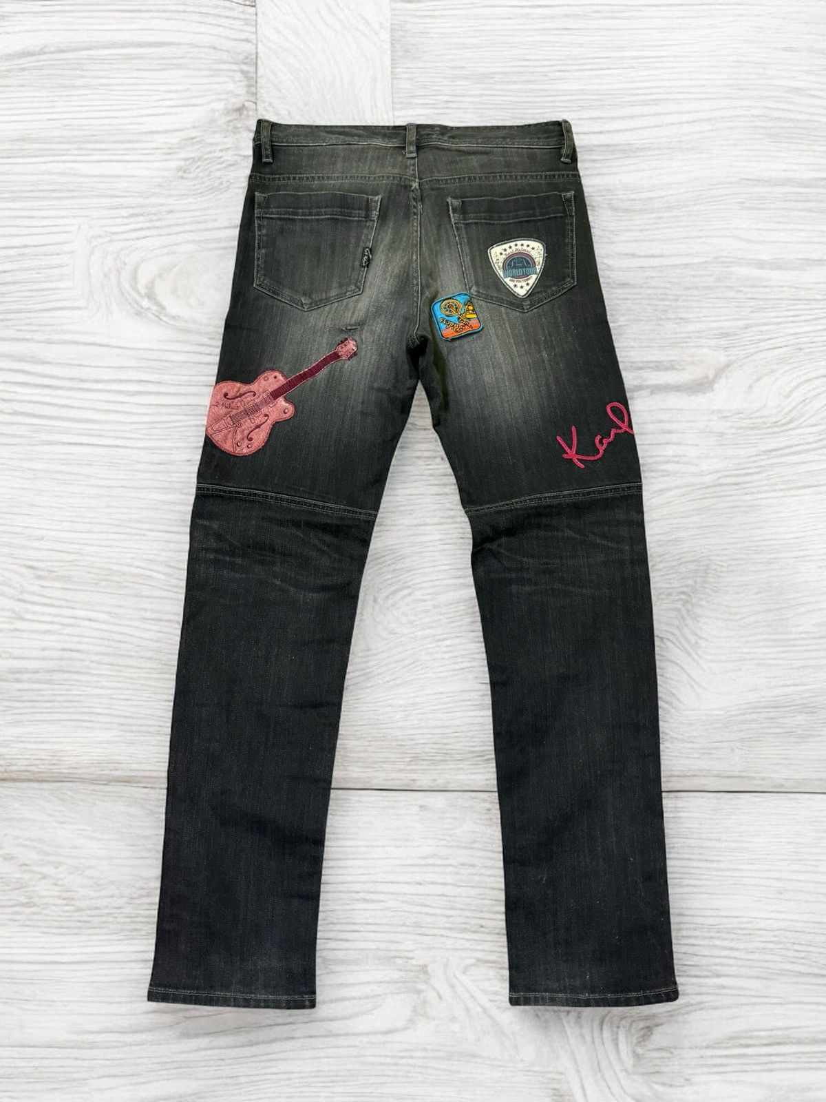 Hysteric Glamour × Karl Helmut × Vintage VINTAGE KARL HELMUT EMBROIDERY GUITAR DISTRESSED DENIM Size US 30 / EU 46 - 2 Thumbnail