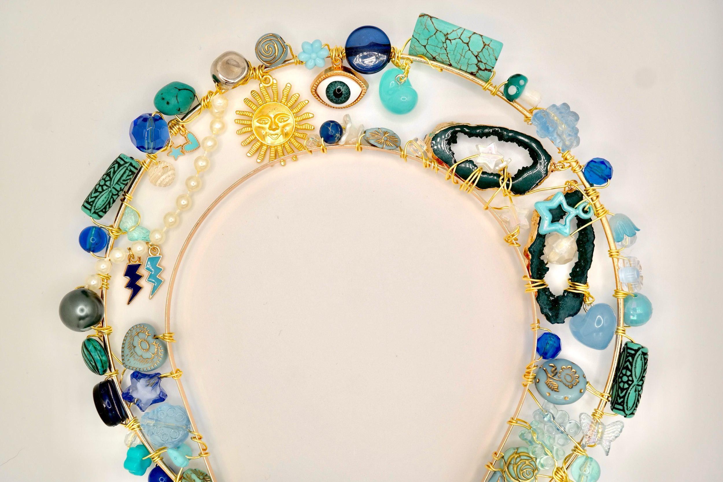 Handmade Fit For A Mermaid Blue & Gold Headpiece Size ONE SIZE - 7 Thumbnail