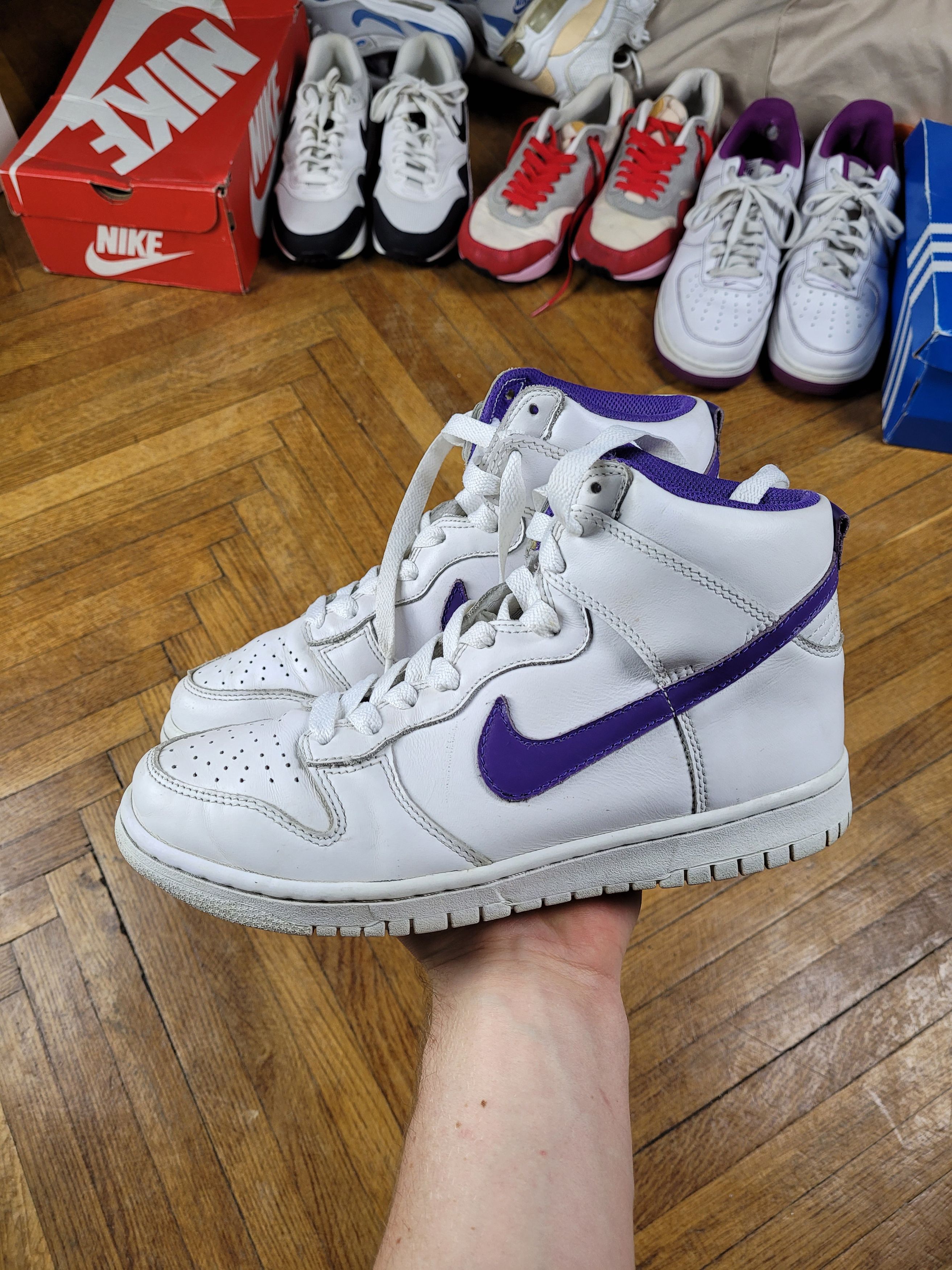 Nike 2009 Vintage Nike Dunk Hi White / Purple Los Angeles Kings Size US 9 / IT 39 - 9 Thumbnail