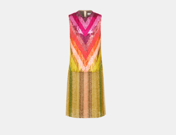Dior o1w1db10326 521R75 Midi Dress in Multicolor Size XL / US 12-14 / IT 48-50 - 1 Thumbnail