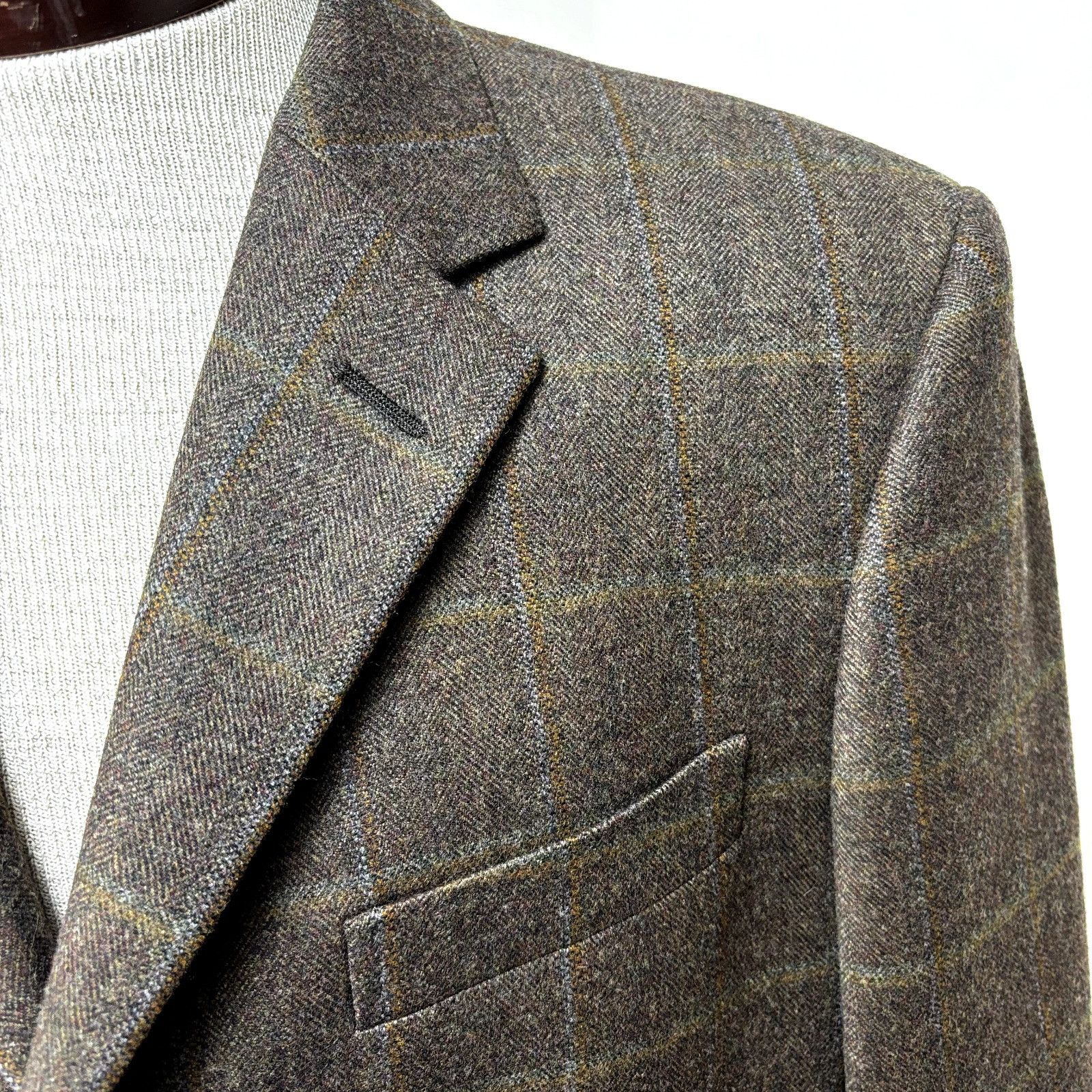 Other Gritti Zegna Sport Coat 50R It 40 US Windowpane Brown Flanne Size 40R - 15 Thumbnail
