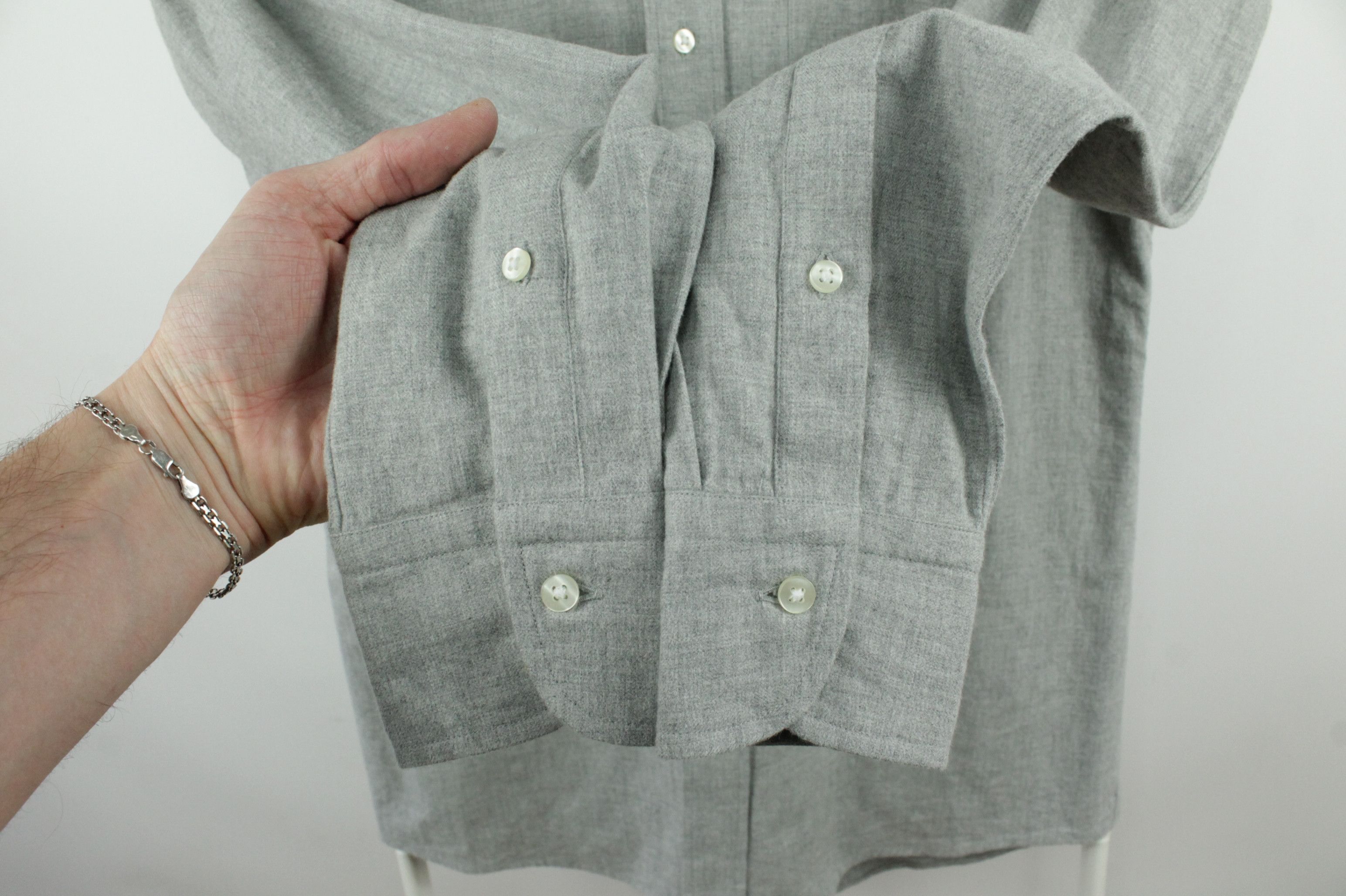 Designer Spier & Mackay Handmade Light Flannel Slim Fit Dress Shirt Size US M / EU 48-50 / 2 - 4 Thumbnail