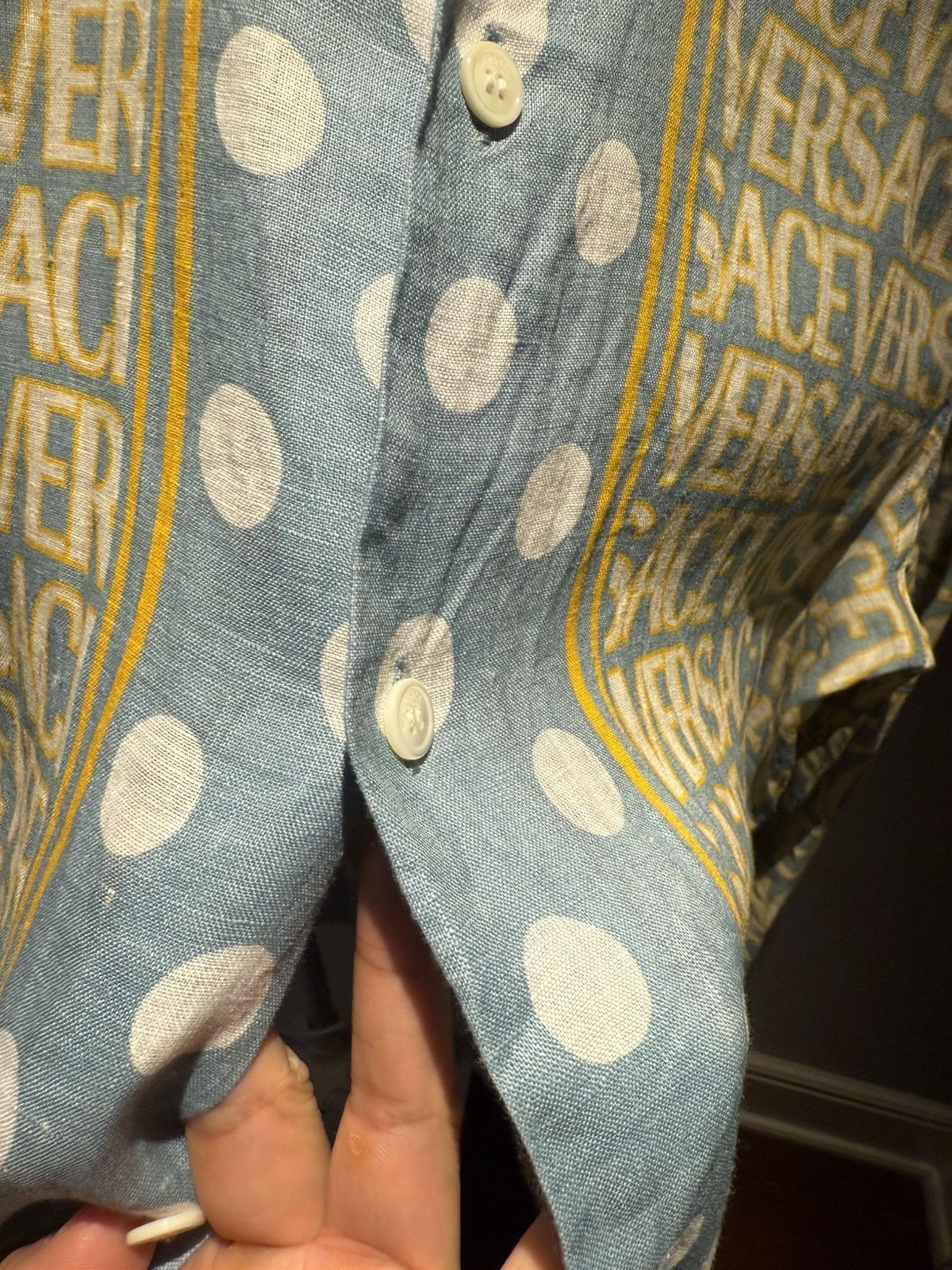 Versace polka dot Versace logo all over Baroque print.linen shirt Size US S / EU 44-46 / 1 - 6 Thumbnail