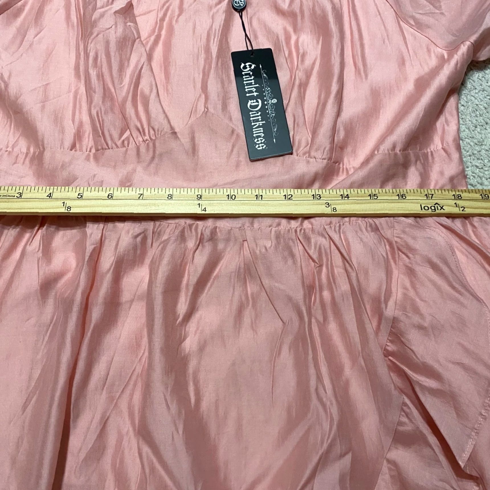 Vintage Scarlet Darkness NWT Womens Dress A-Line 2XL Hi-Low Pink Polyester Lined Ruffle Short Sleeve Vintage No Size XXL / US 16-18 / IT 52-54 - 7 Thumbnail