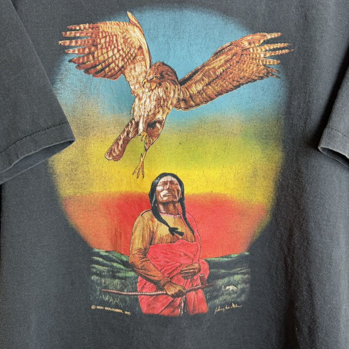 Vintage Vintage Native American/Hawk/Sunset Shirt Size US XL / EU 56 / 4 - 2 Thumbnail
