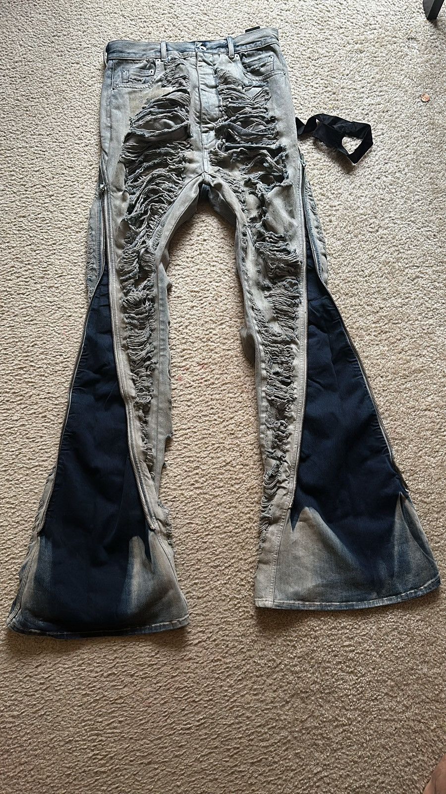 Rick Owens Rick Owens Drkshdw Shredded Bolan Banana Denim