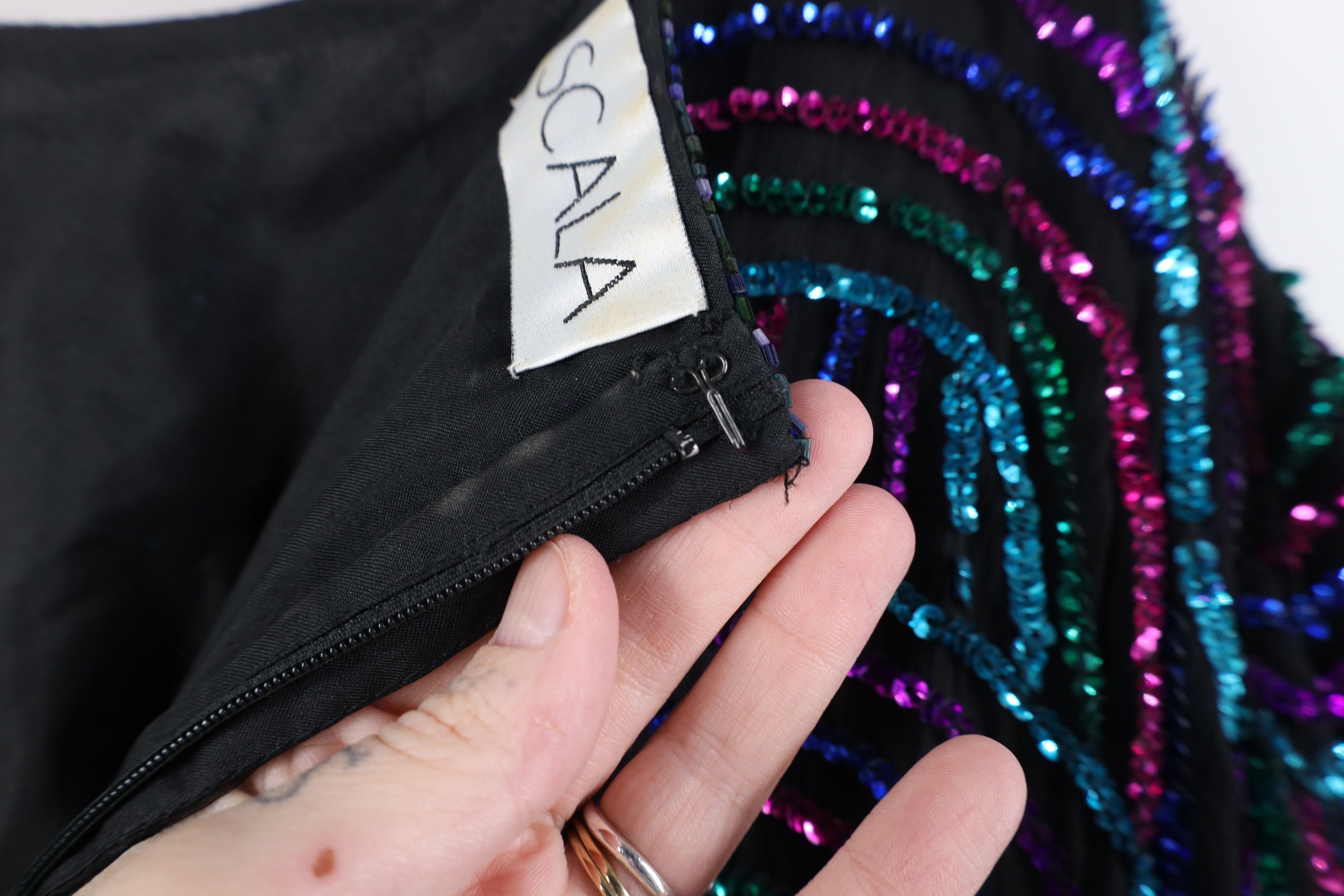 Vintage Vintage 90s Scala Sequin Beaded Evening Party Shirt Silk Size 3XL / US 20-22 - 11 Thumbnail