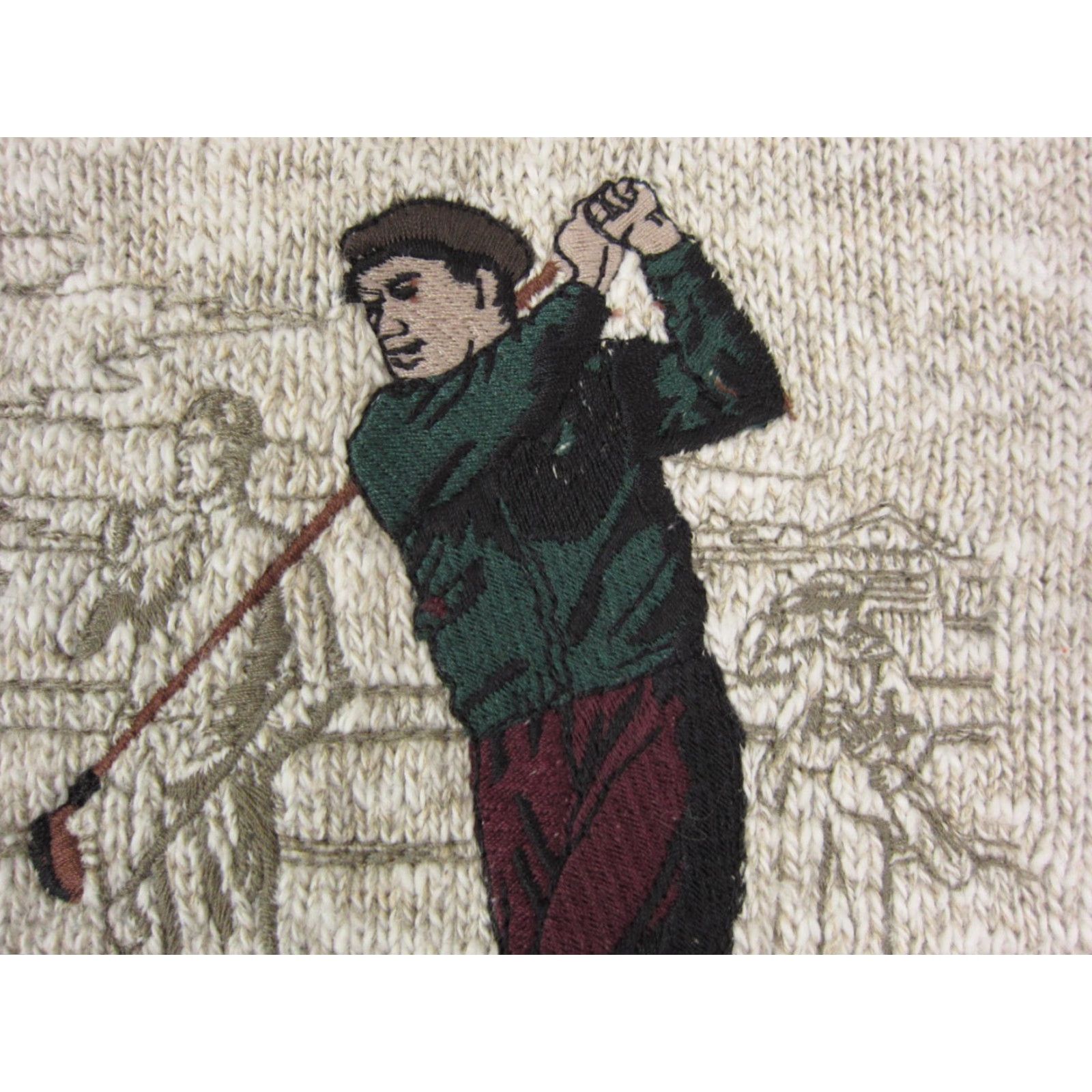 Croft & Barrow VINTAGE Croft & Barrow Sweater Mens XL Beige Embroidered Golf Crew Neck Pullover Knit Long Sleeve Cotton Rayon 80s 90s Casual Travel USA US Made Mens Size US XL / EU 56 / 4 - 4 Thumbnail