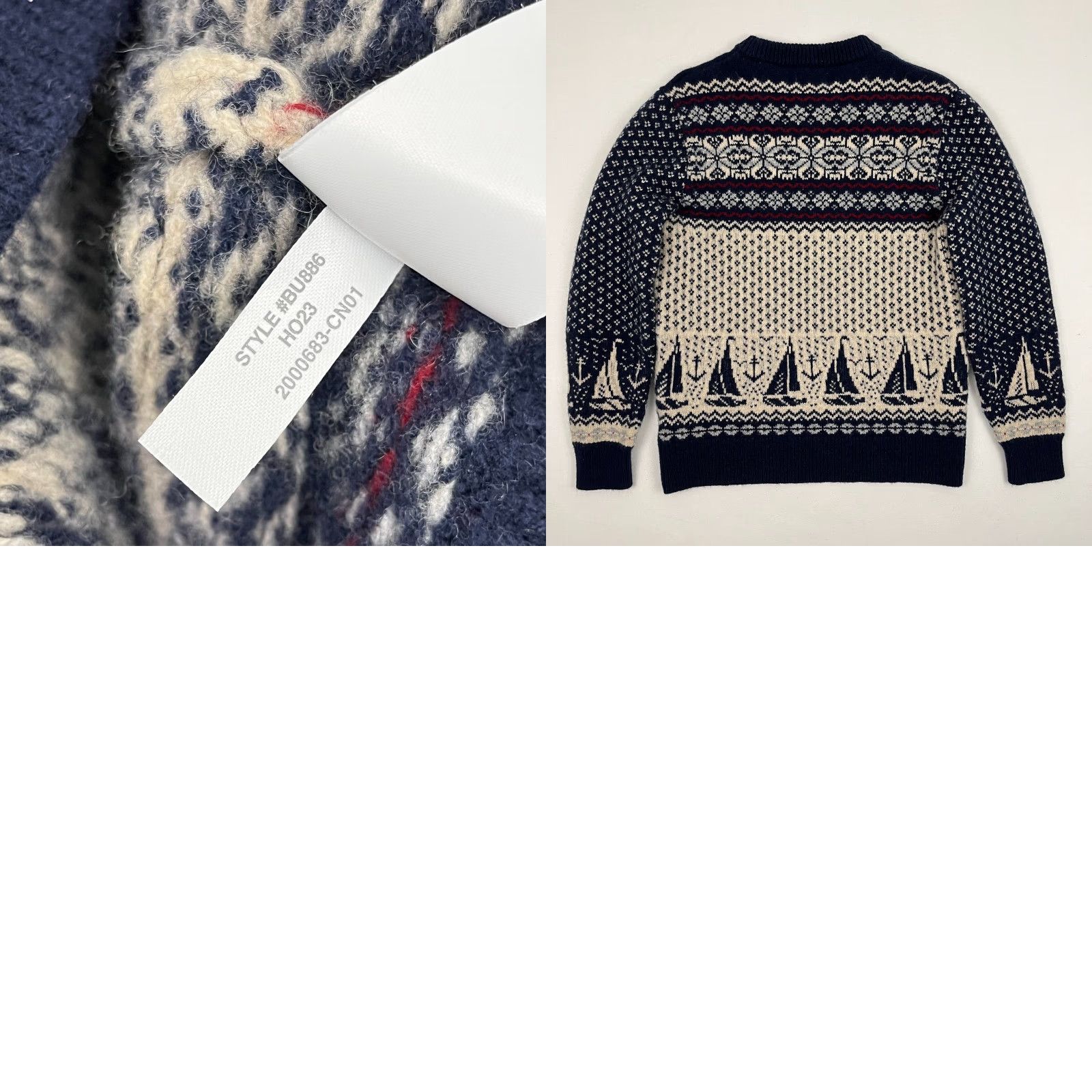 J. Crew Sweater Womens L Lambs Wool Fair Isle Birds Eye Nautical Pullover BU886