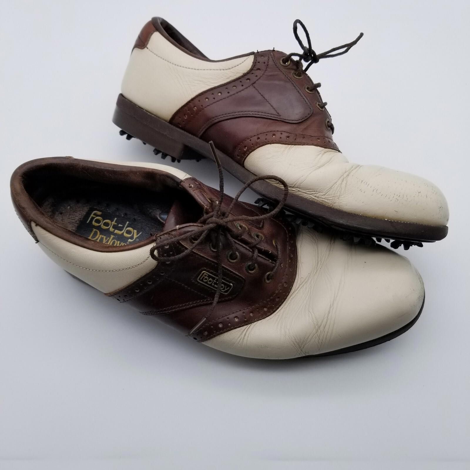 Footjoy Footjoy Dryjoys US 9M Men's Saddle Golf Shoes White/Brown Size ONE SIZE - 9 Thumbnail