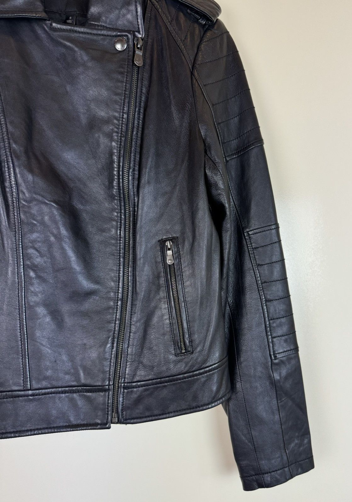 Banana Republic Leather biker moto motorcycle jacket quilted sleeves S Size S / US 4 / IT 40 - 4 Thumbnail