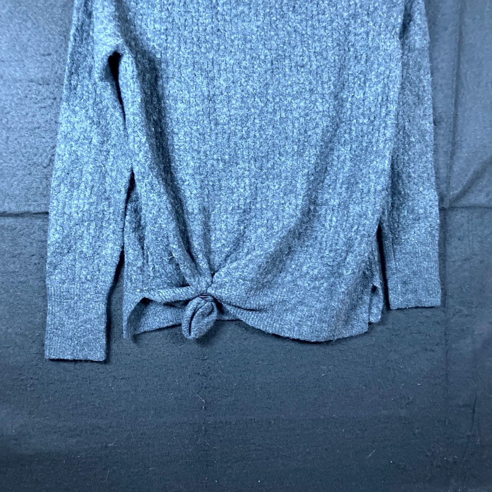 Loft LOFT Gray Crew Neck Long Sleeve Sweater Front Tie Medium Women’s Knit Casual Workwear Size M / US 6-8 / IT 42-44 - 3 Thumbnail