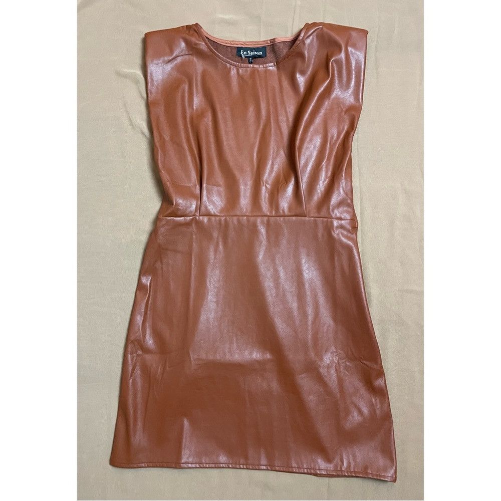 Other NWT New En Saison Vegan Leather Padded Shoulder Dress Size Size M / US 6-8 / IT 42-44 - 6 Thumbnail