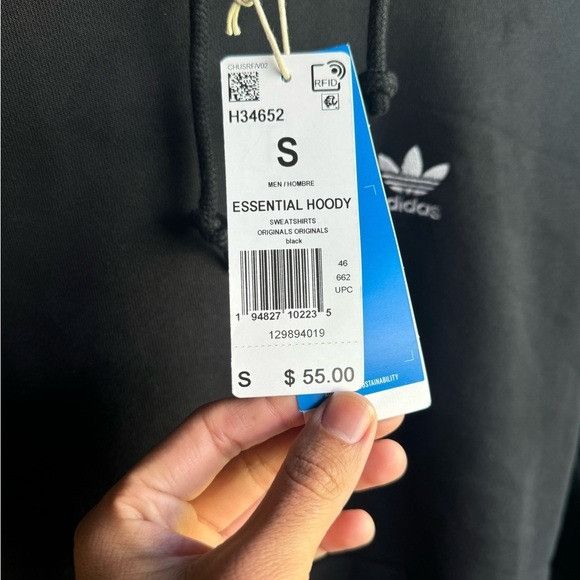 Adidas NWT ADIDAS ESSENTIAL ORIGINALS BLACK HOODIE SZ SMALL S Size US S / EU 44-46 / 1 - 3 Thumbnail