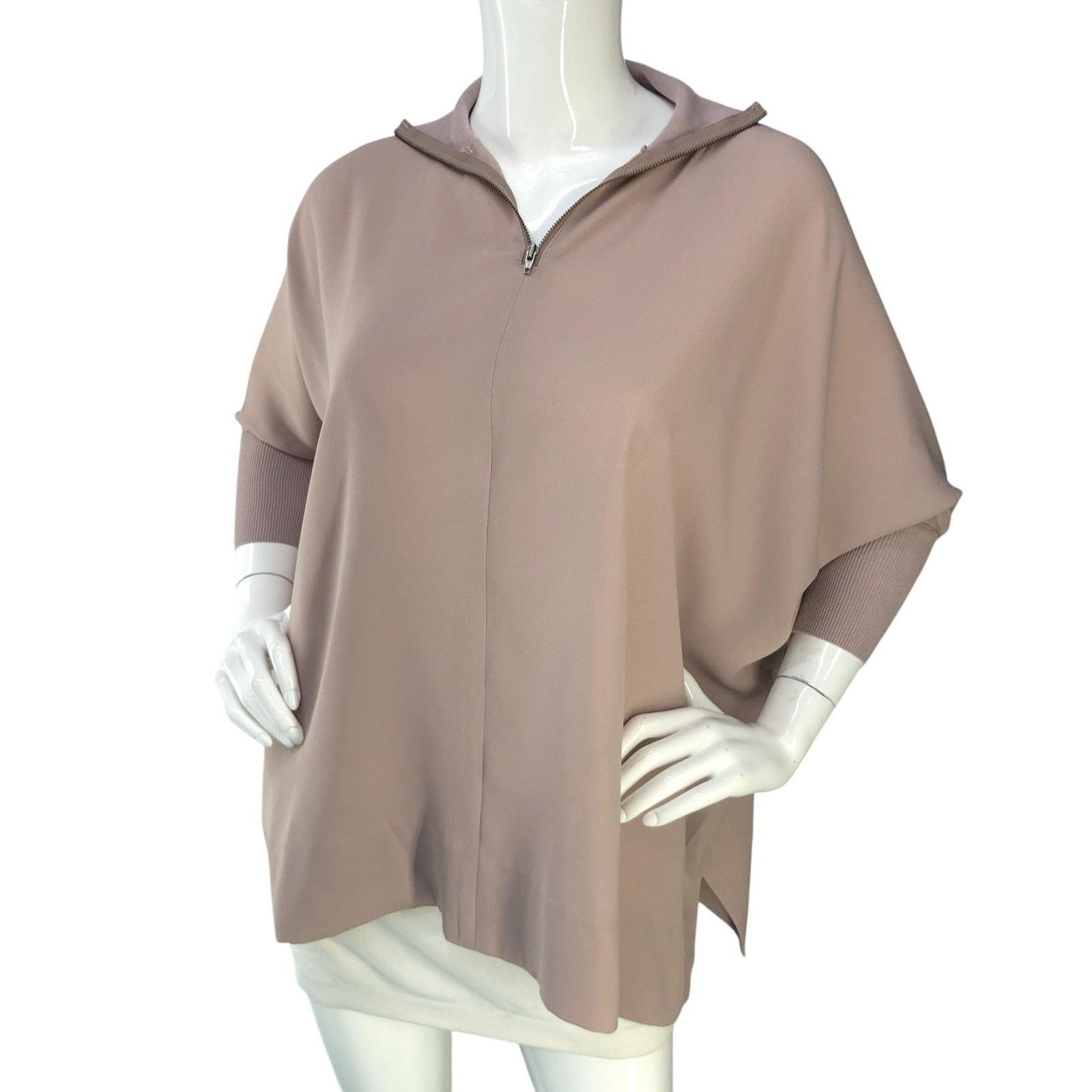 Aritzia Babaton Pullover M Pink Half Zip Short Sleeve *TINY FLAW Size M / US 6-8 / IT 42-44 - 2 Thumbnail